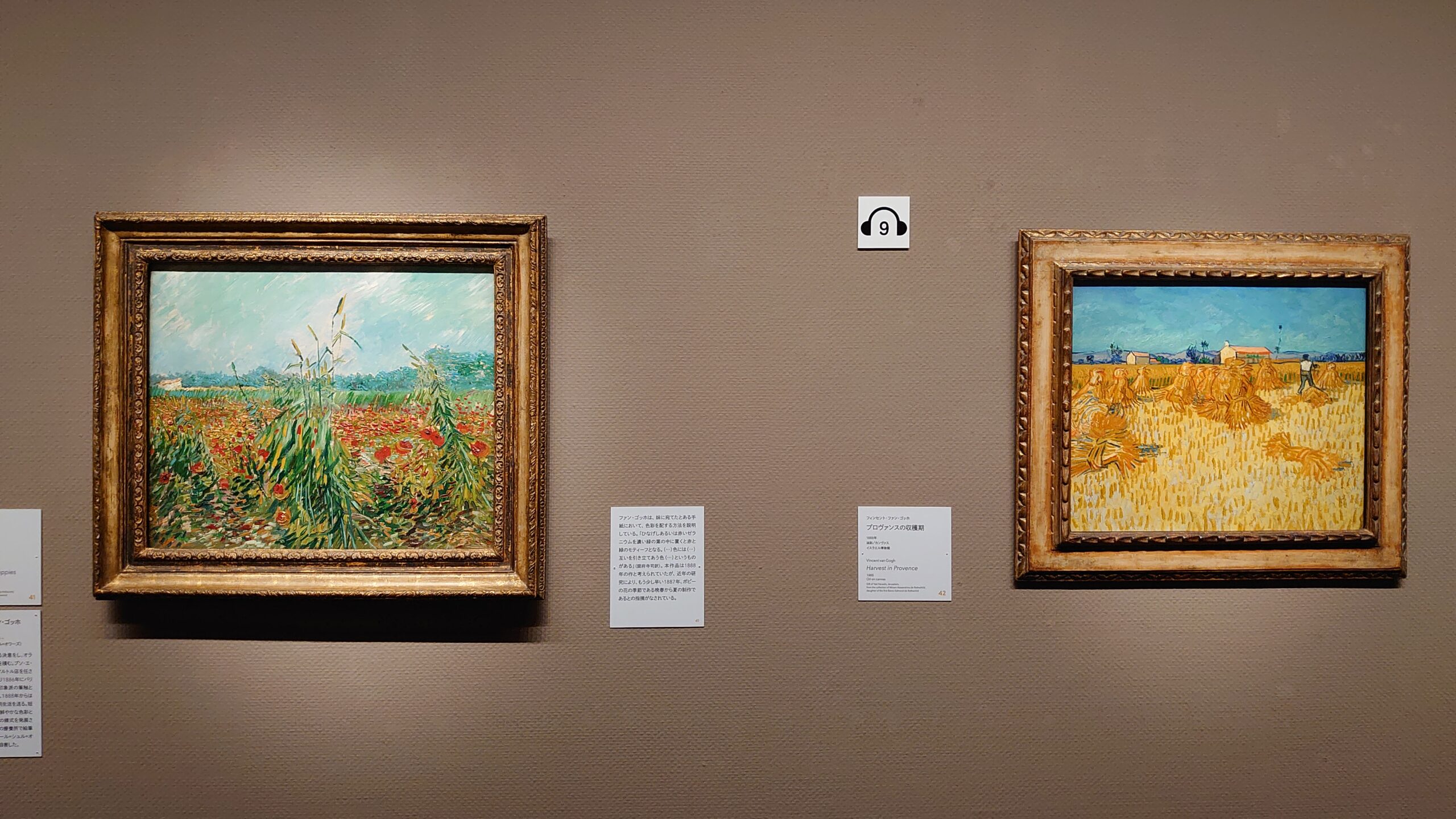 フィンセント・ファン・ゴッホ《麦畑とポピー》左《プロヴァンスの収穫期》右　1888年　イスラエル博物館蔵